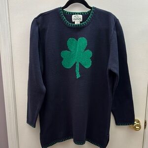 ☘️Quacker Factory Navy and Green Shamrock Sweater